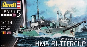 เรือคอร์เวต Flower Class Corvette HMS BUTTERCUP ขนาด 1/144 ของ Revell