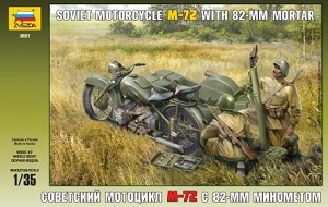 Soviet Motorcycle M-72 with Mortar Ҵ 1/35 ͧ Zveda